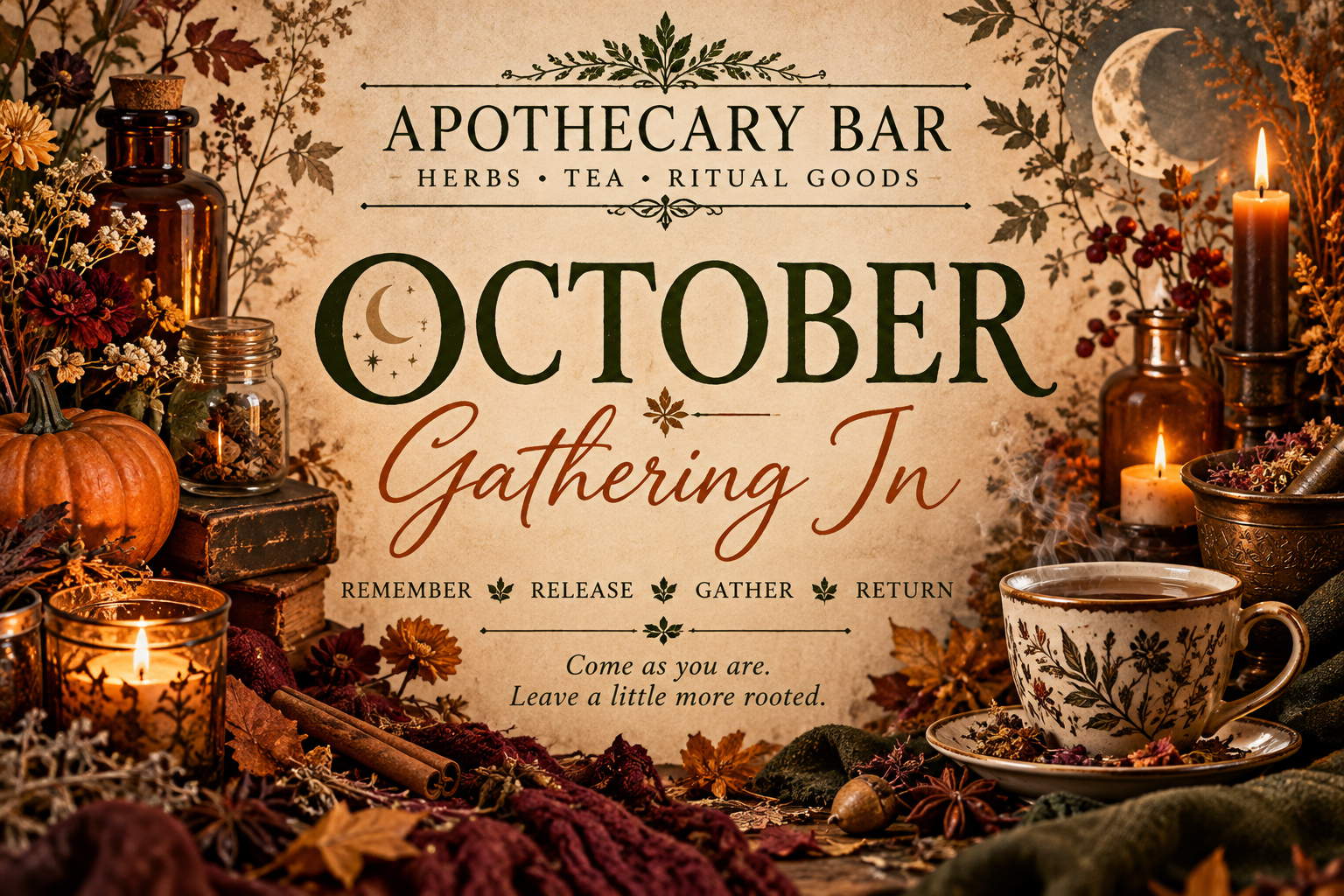 Apothecary Bar October Gathering In autumn artwork